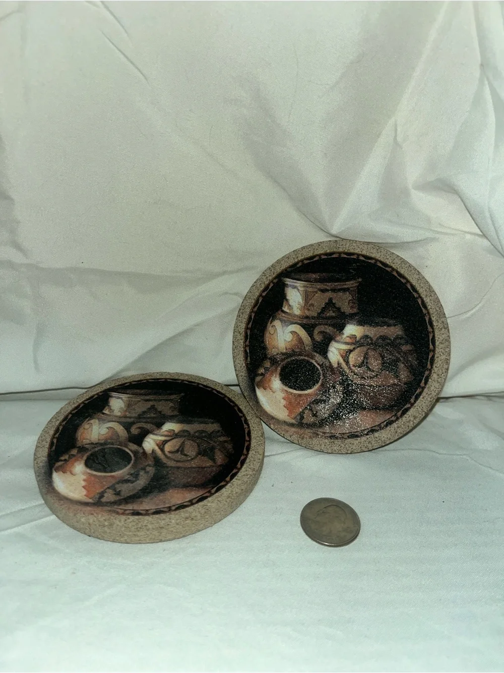 Decorative Southwestern Pottery Coaster Set - Earth Tones